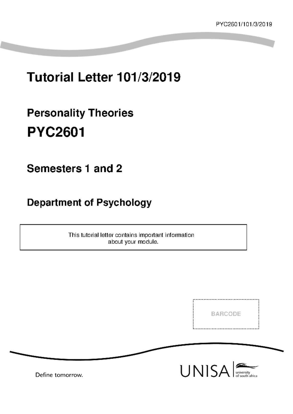 PYC2601 Lecture Notes on Personality Theories: Key Insights and ...