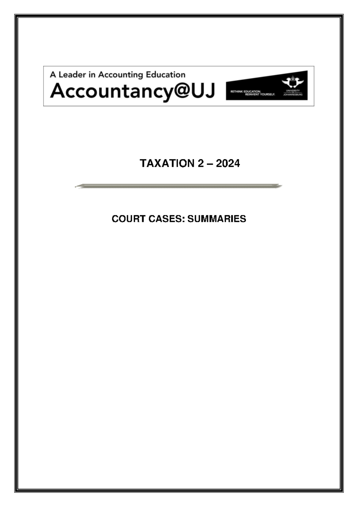 Court Cases Summaries for 2024 - Taxation 2 Final Exam - Studocu