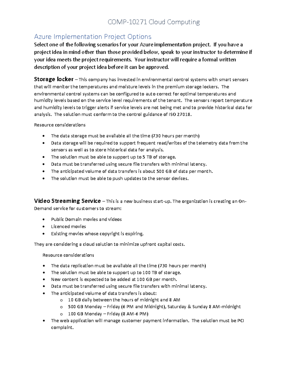 Azure Implementation Project Options: Cloud Solutions for Storage ...