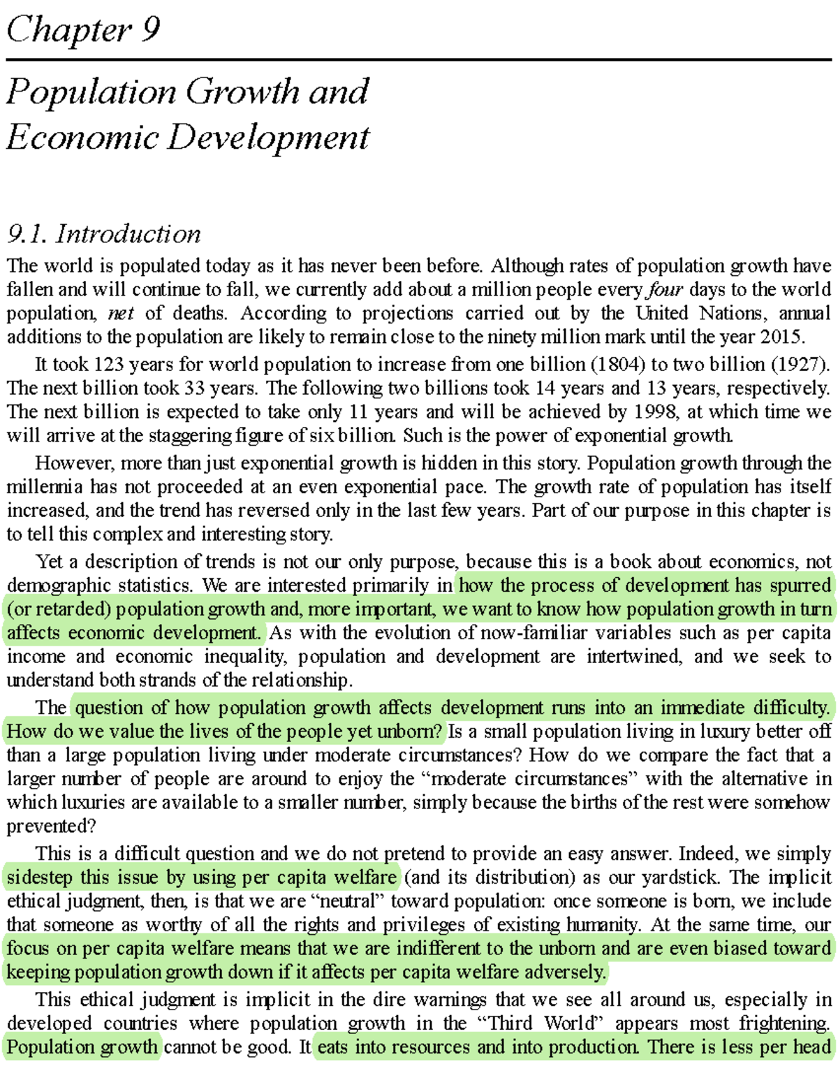 Ch9 DR - Lecture Notes on Population Growth & Economic Development ...