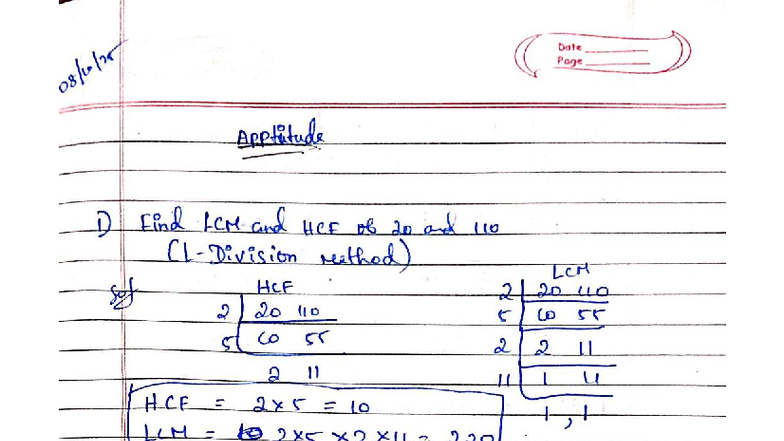 Aptitude Questions: Finding LCM & HCF (Method) - Studocu