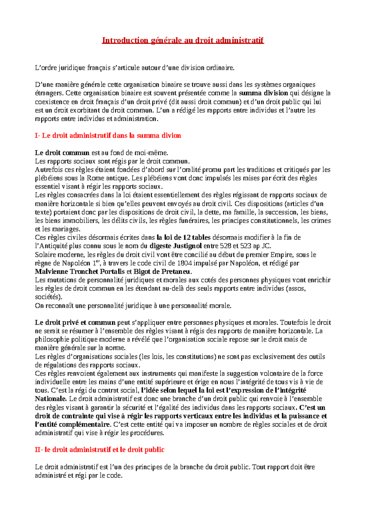Droit Administratif : Introduction et Fondements (Cours) - Studocu
