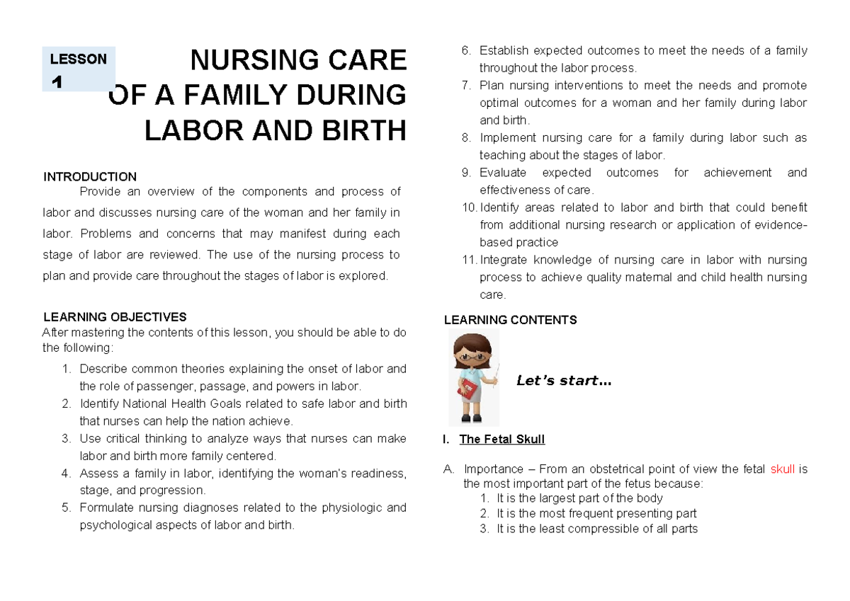 1 4 - 1-4 - NURSING CARE OF A FAMILY DURING LABOR AND BIRTH ...