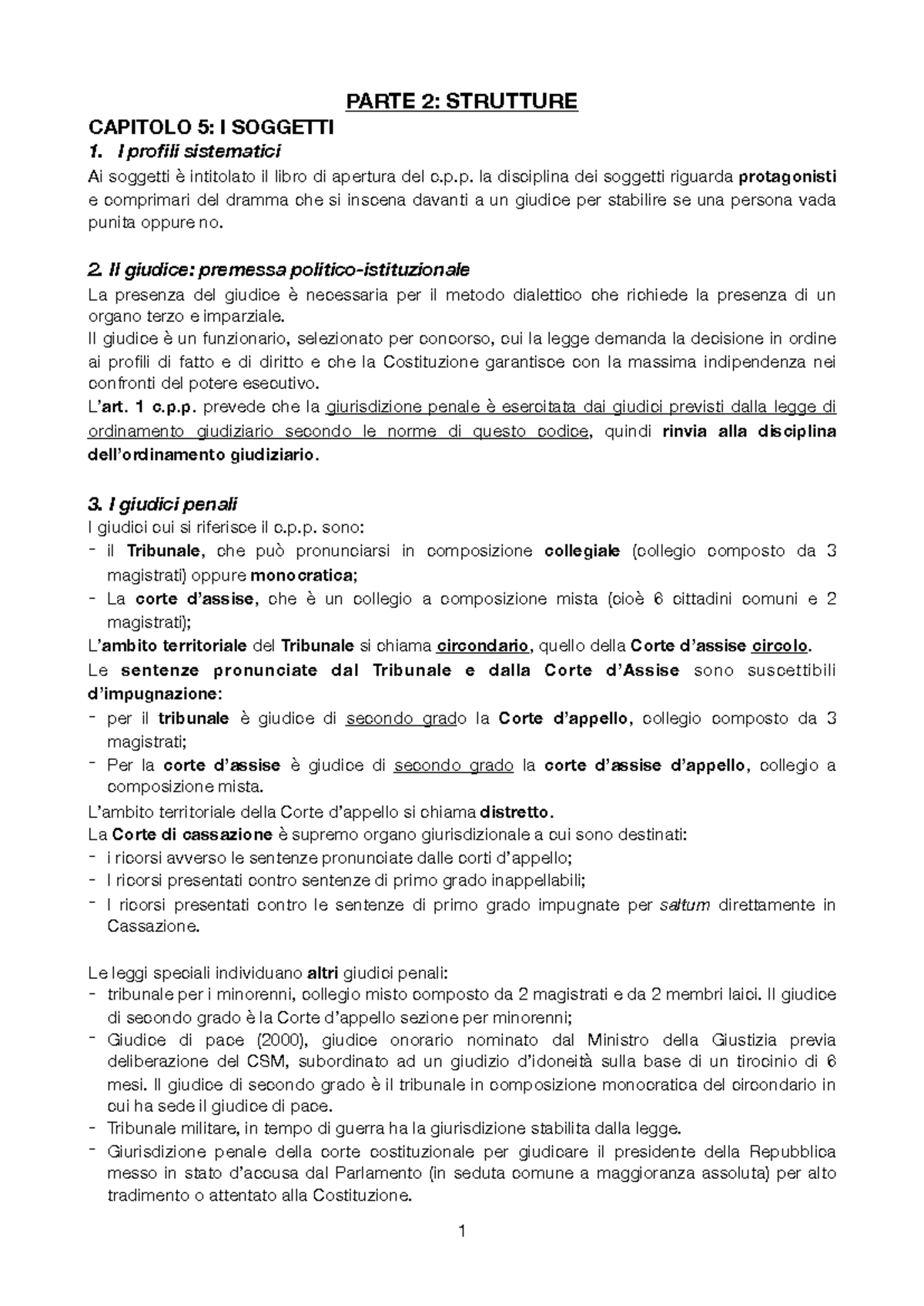 Capitolo 5: I Soggetti nel C.p.p. - Fondamenti di Procedura Penale - Document Preview