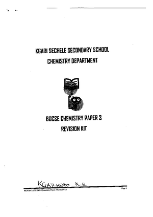 BGCSE chem paper 1 2017 - Chemistry - Studocu