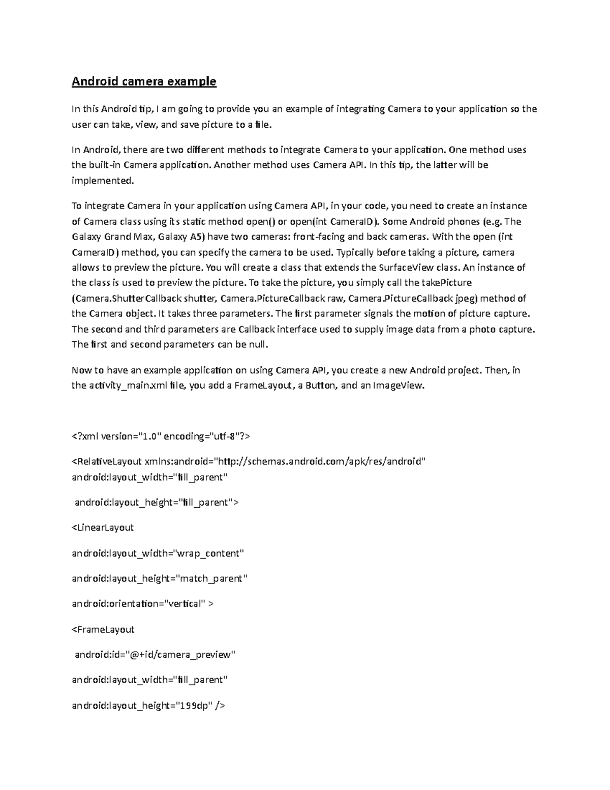 Android Camera & Multimedia Integration Guide (CS101) - Studocu