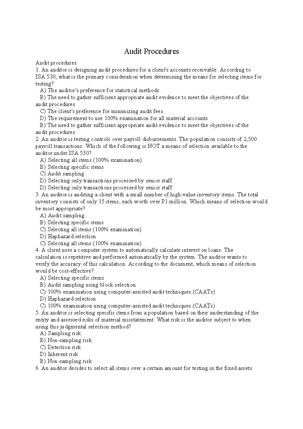 ACC310 Audit Procedures: Understanding Sampling Methods and Controls ...