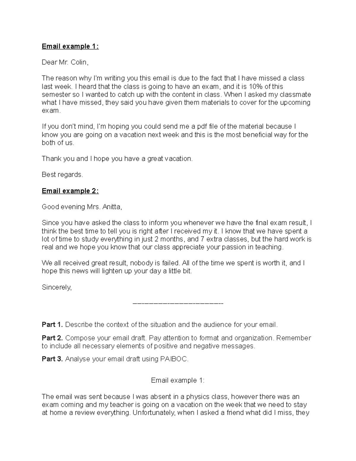 BAS Homework 29: Email Drafts & Analysis on Exam Communication - Studocu