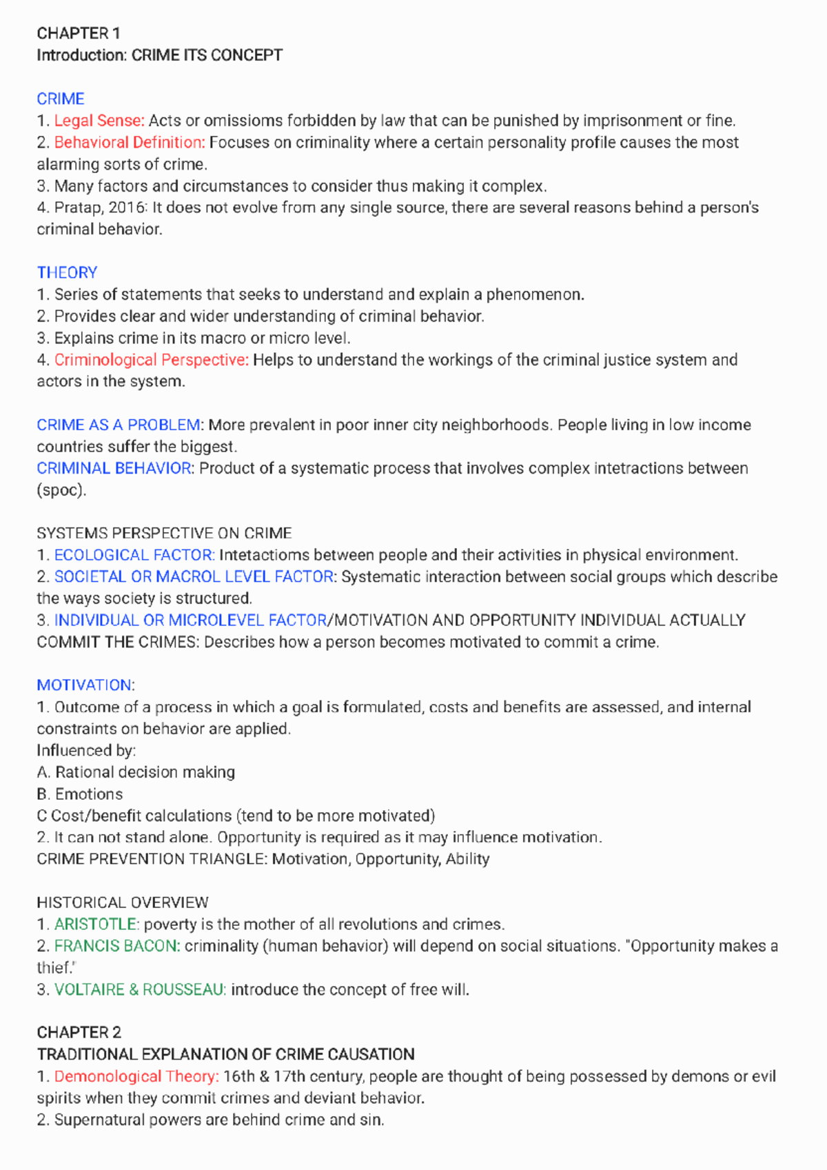 1214 CRIM 212 Chapter 1-3 Crime Concepts & Theories Reviewer - Studocu