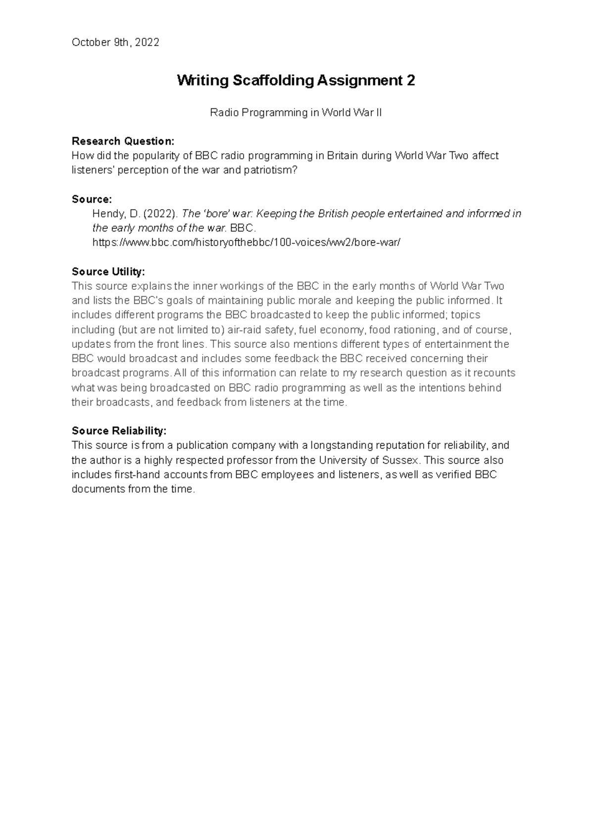 CS100 WSA2 - October 9th, 2022 Writing Scaffolding Assignment 2 Radio ...