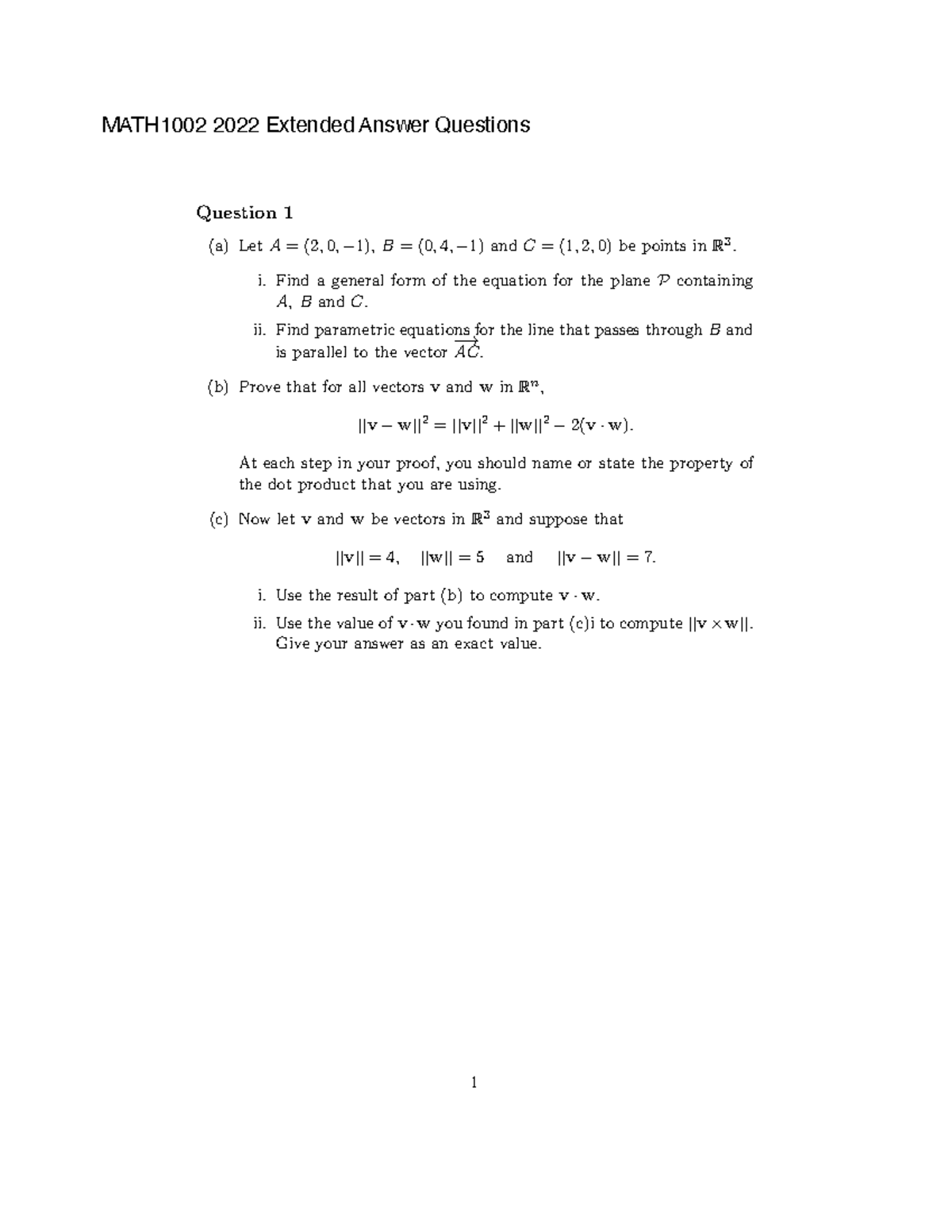MATH1002 2022 Extended Response Questions - EAQs - Studocu