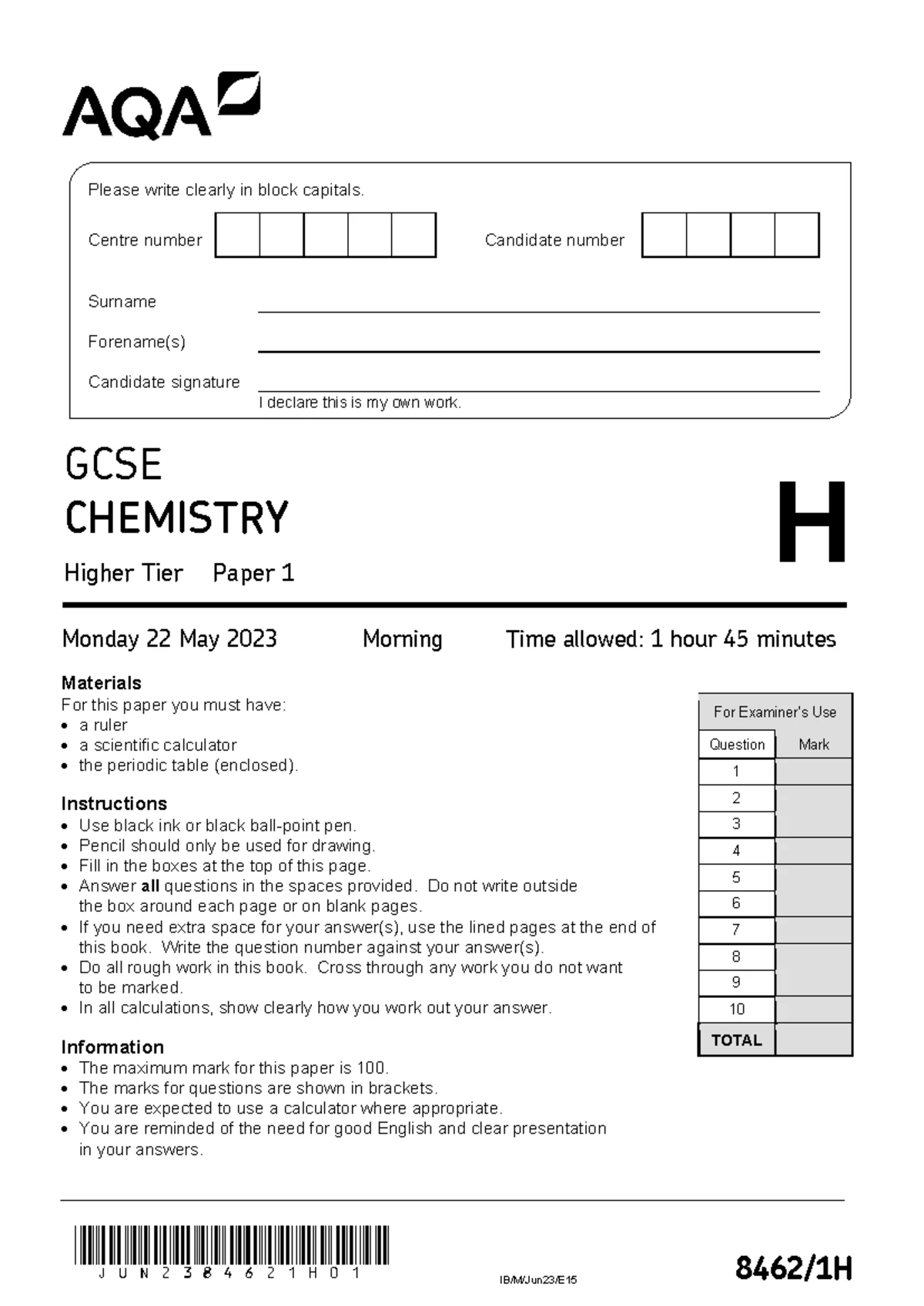 Aqa gcse chemistry paper 2 topic list studocu