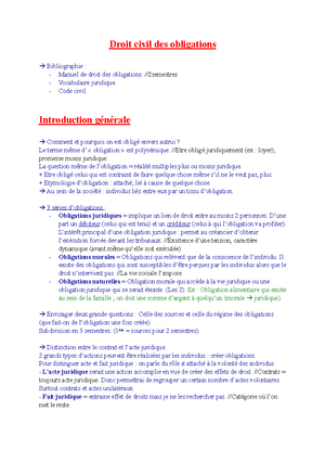 Droit des Obligations 1 - Univ Nantes - Studocu