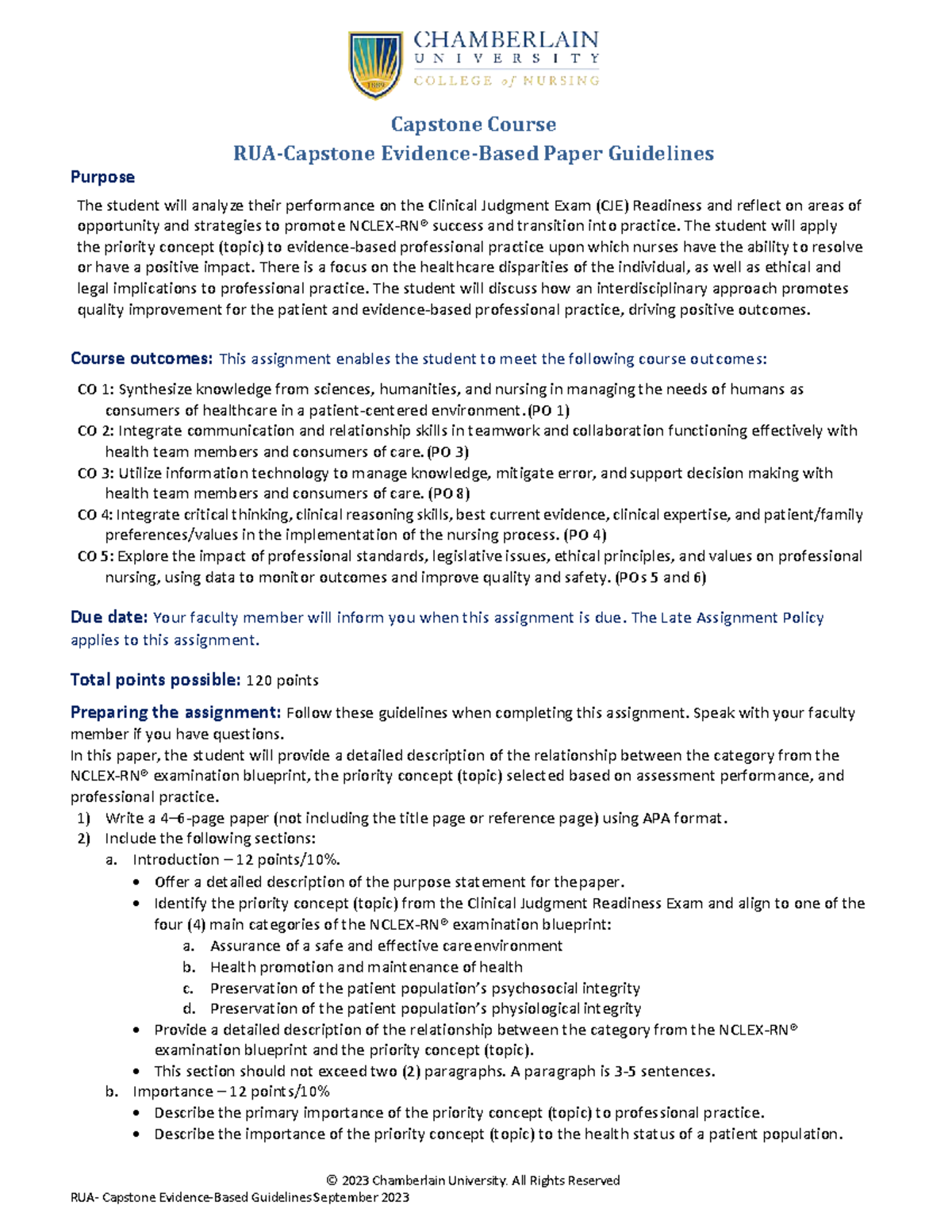 Capstone Course Paper Guidelines: Analyzing Clinical Judgment Exam ...