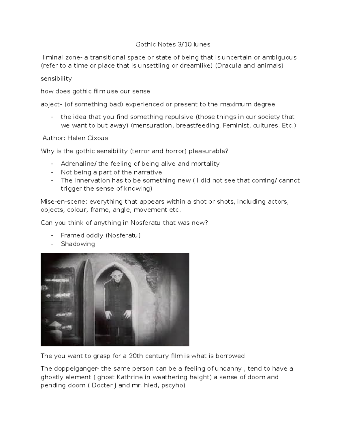 Gothic Studies Notes: Themes and Analysis in Film and Literature ...