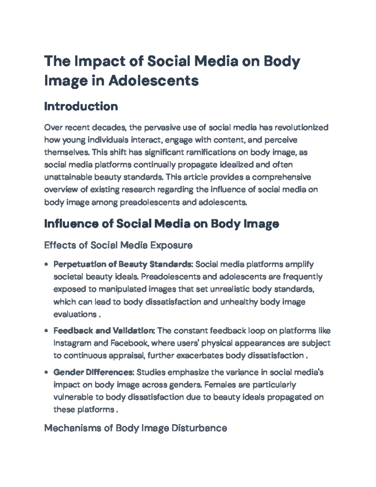 The Impact of Social Media on Body Image in Adolescents: Insights and ...