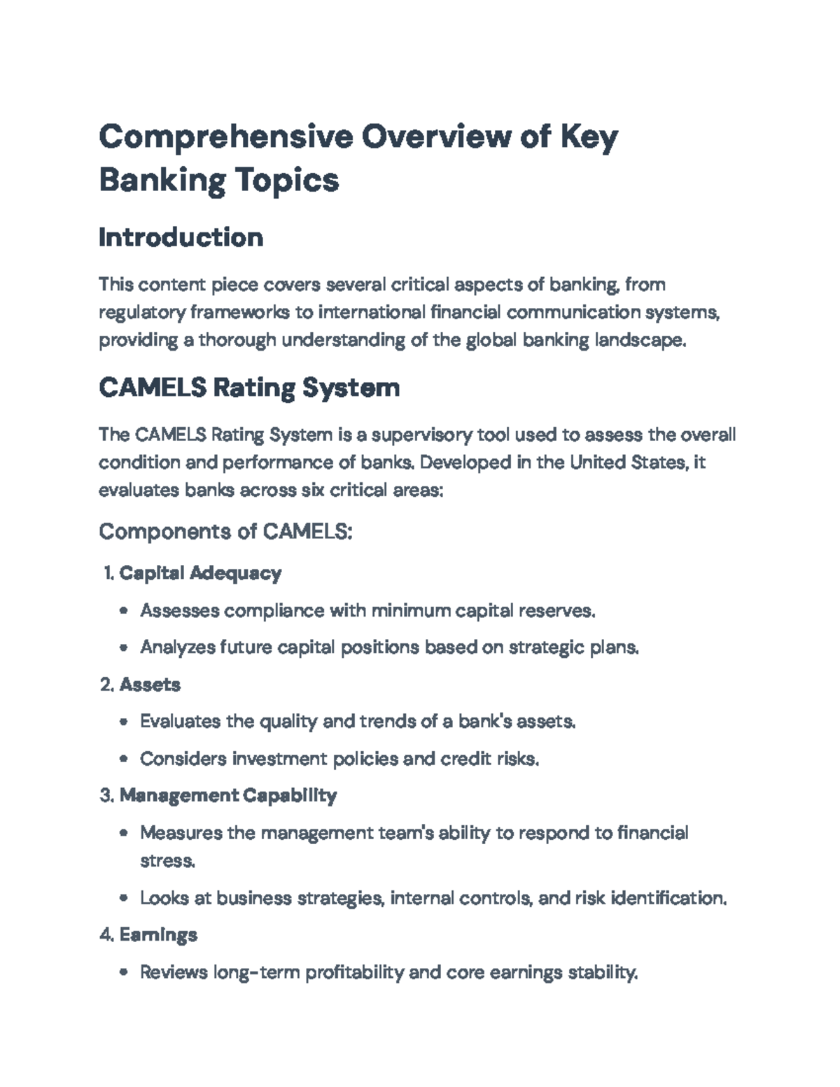 Comprehensive Overview of Banking Regulations and Practices ...