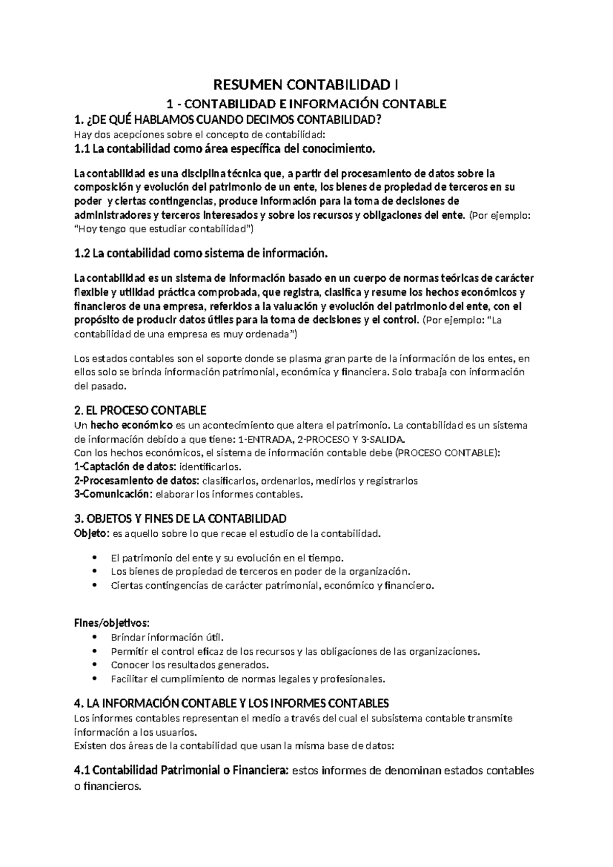 Resumen Contabilidad I: Conceptos Clave y Proceso Contable - Studocu