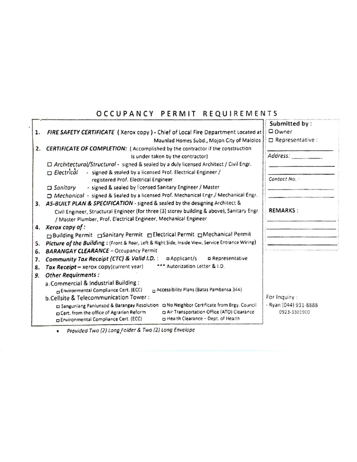 Unified Application for Occupancy Permit and Certificate Completion ...