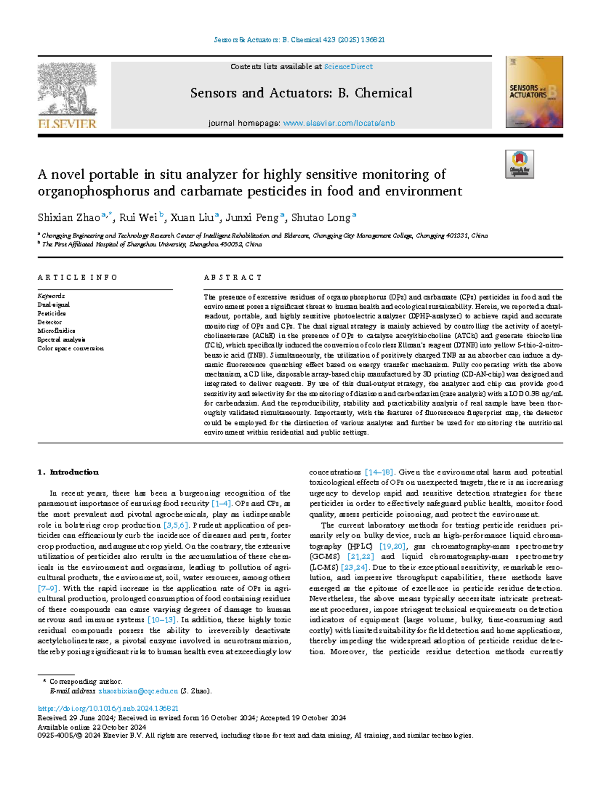A novel portable in situ analyzer for highly sensitive monitoring ...