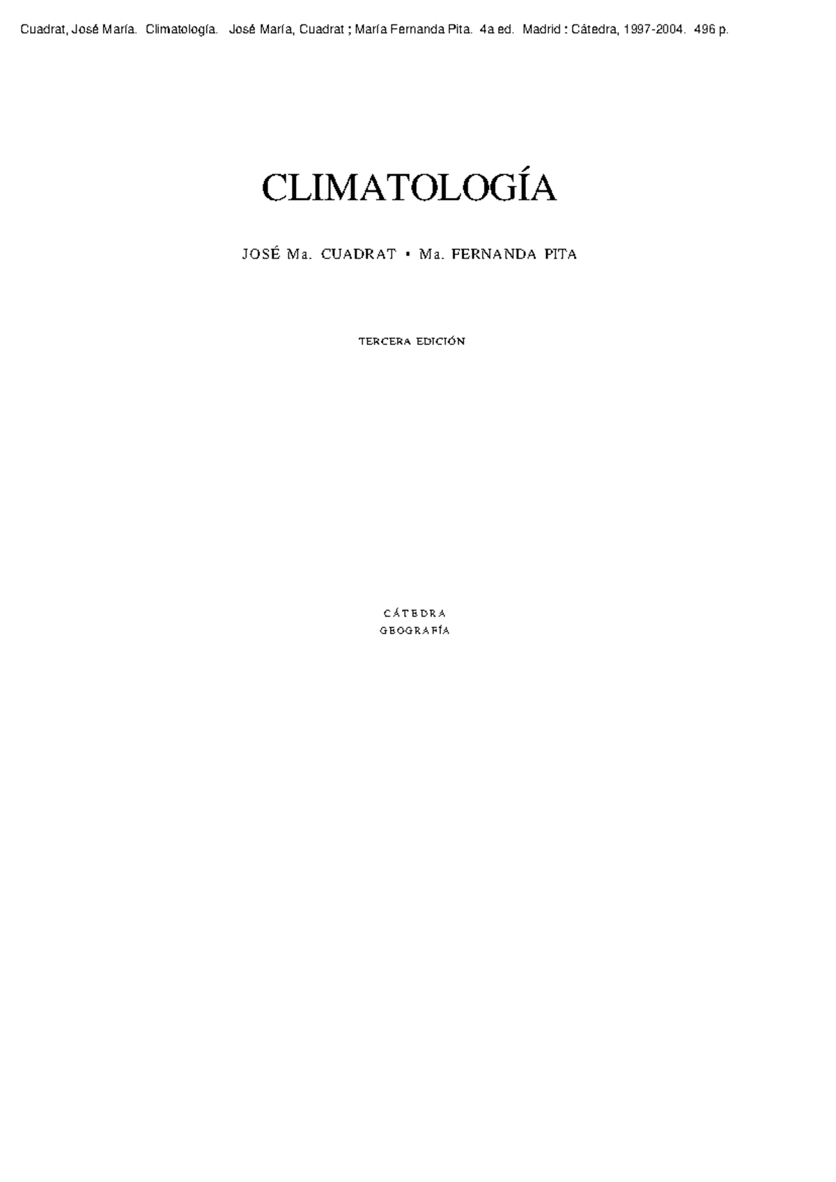 Climatología (J. M. Cuadrat & M. F. Pita) - 3ra Edición 2004 - Document Preview