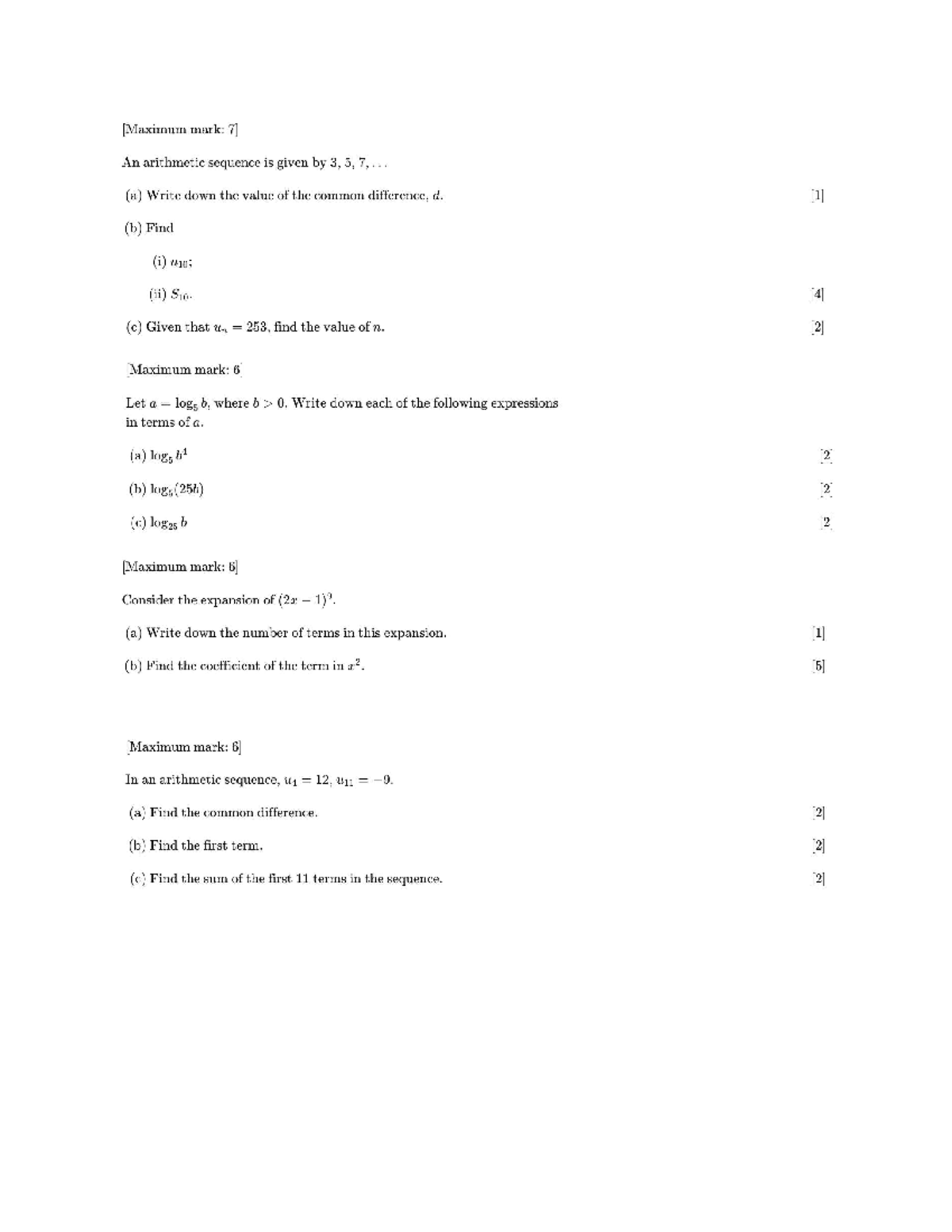 Math 101: Arithmetic Sequences & Logarithmic Expressions Notes - Studocu