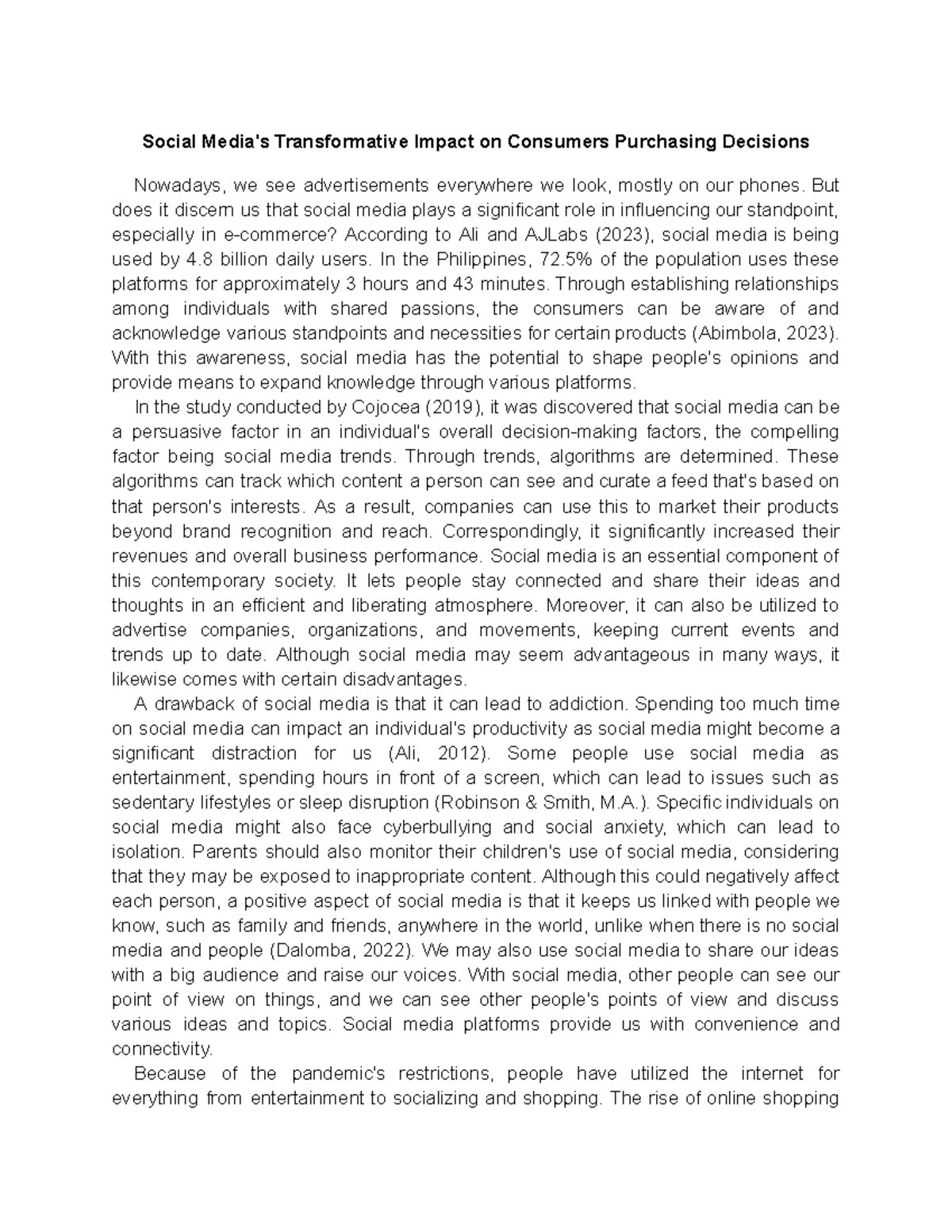 The Transformative Impact of Social Media on Consumer Choices - Studocu