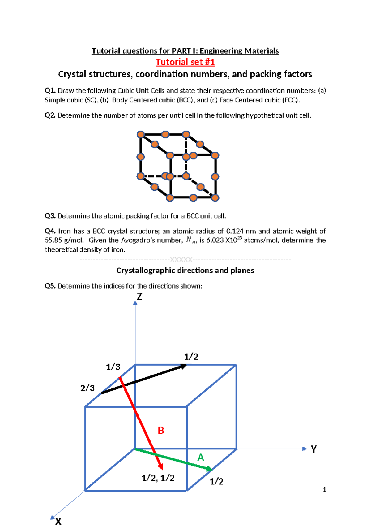 Tutorial Questions for Engineering Materials - Part I - Studocu