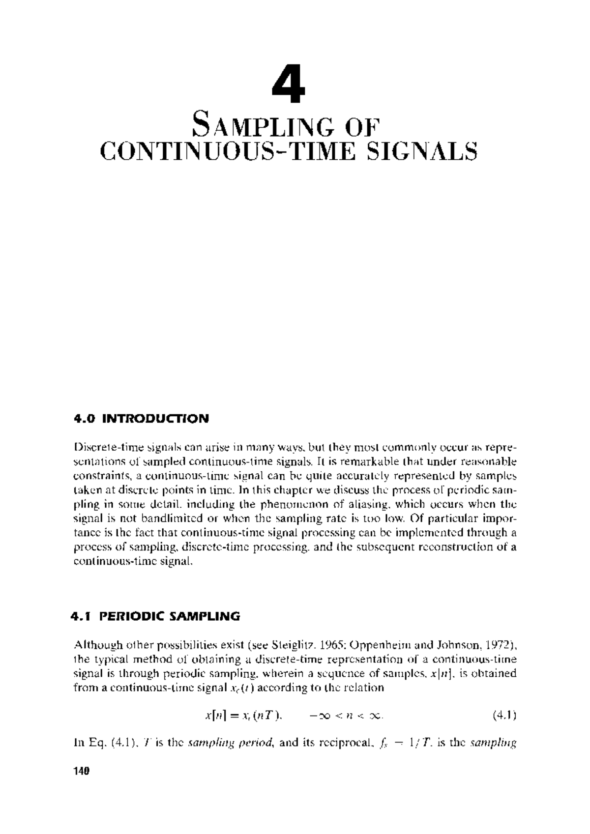 Sampling of Continuous Signals: An In-Depth Study (Course Code: 4 ...