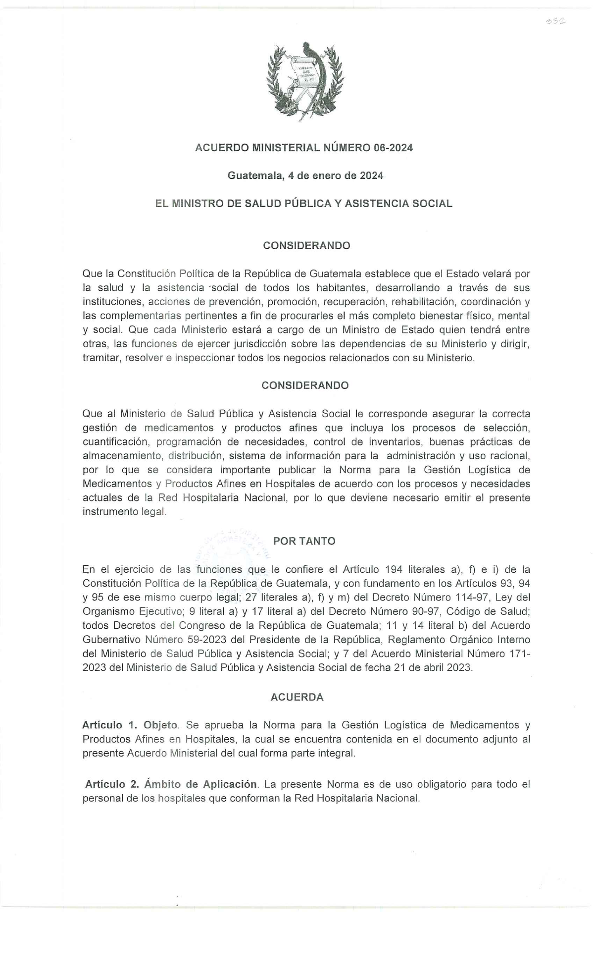 A.M. 06-2024 Norma de Gestión Logística de Medicamentos en Hospitales - Document Preview