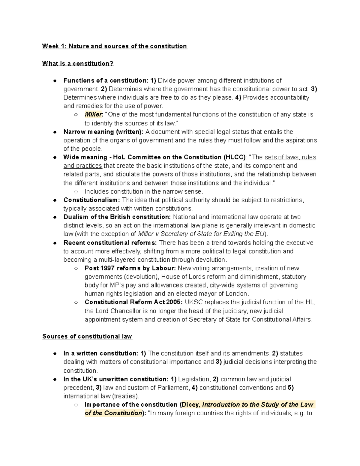 Mods Constitutional Law Notes Summary: Week 1 Overview and Key Concepts ...