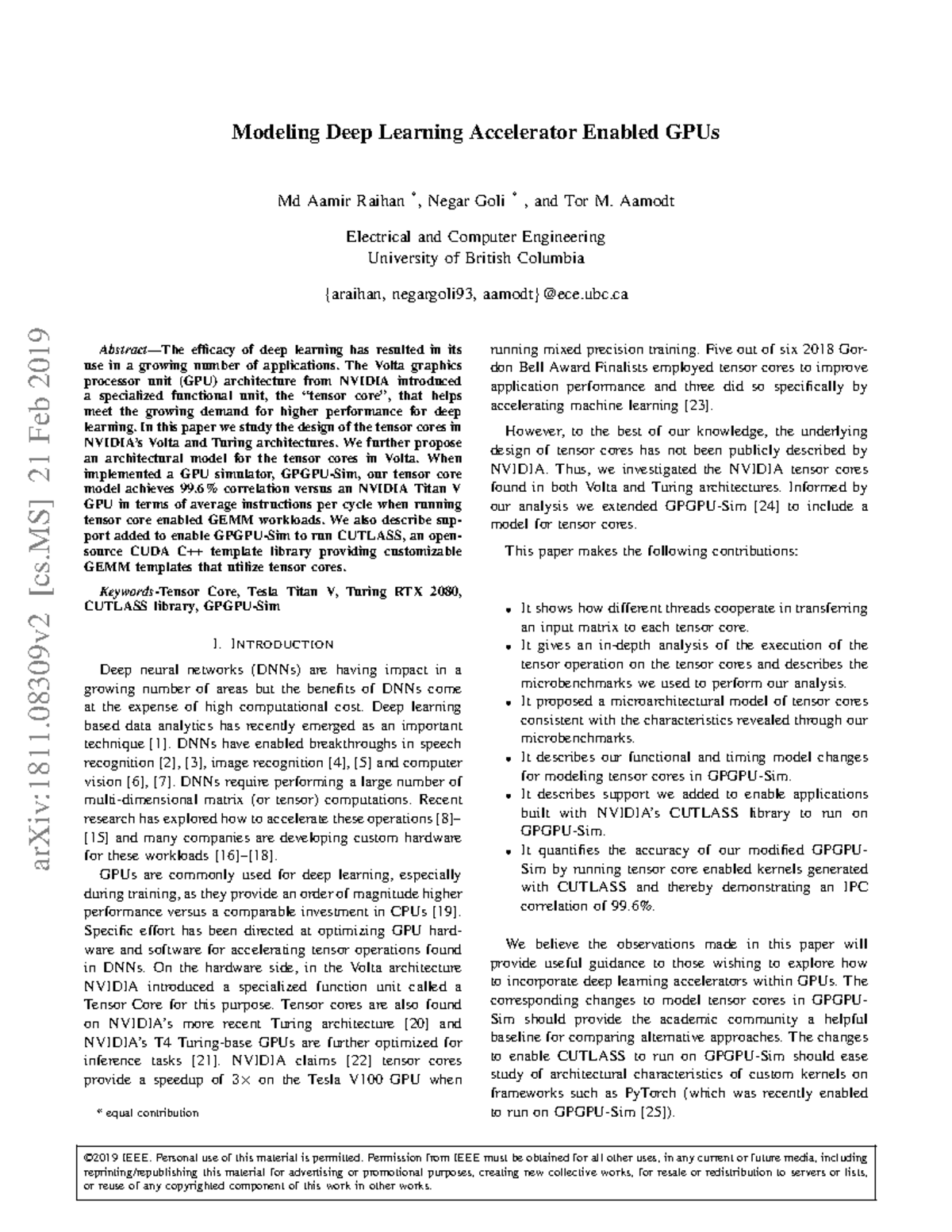 Modeling Tensor Cores in Deep Learning Accelerators (ECE 1811) - Studocu image.