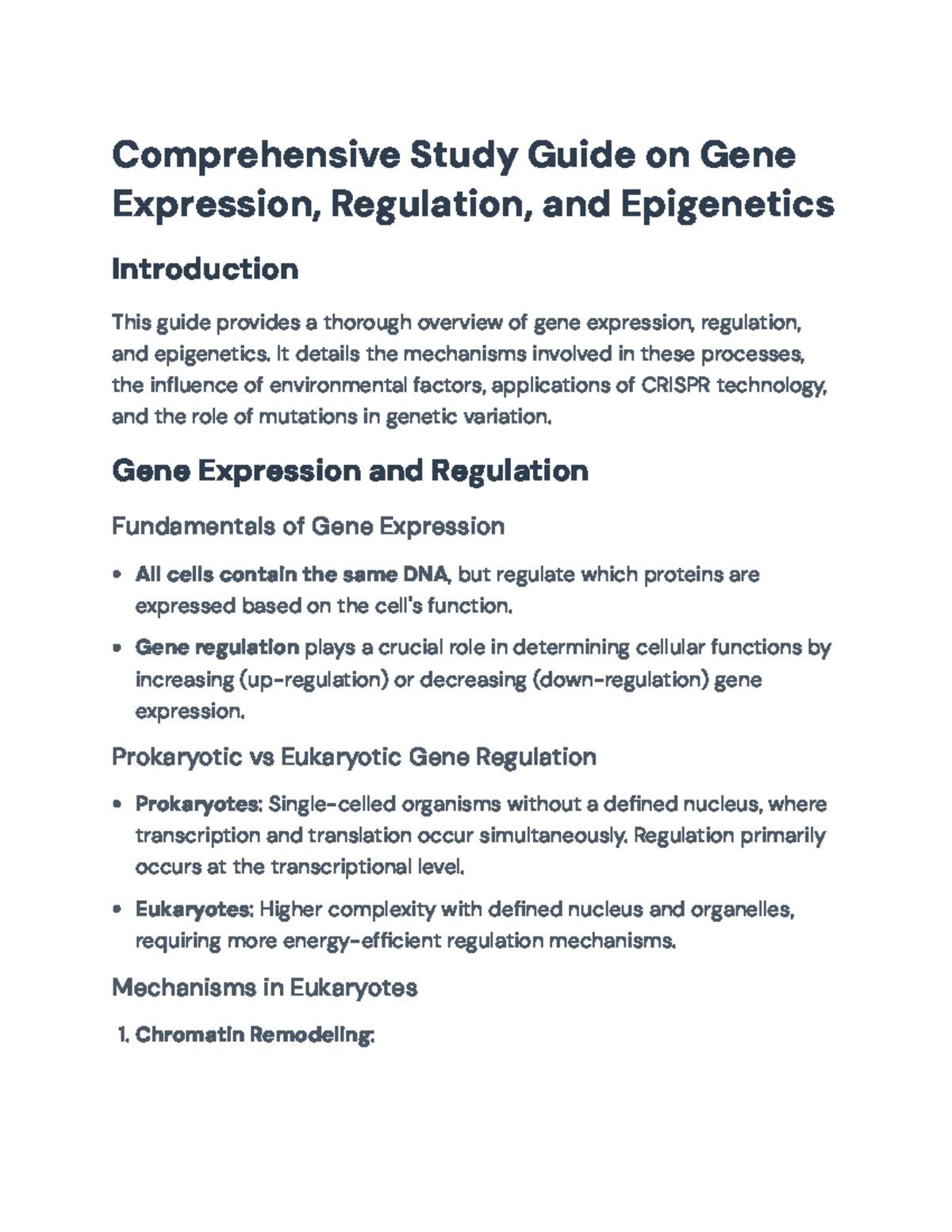 Comprehensive Study Guide on Gene Expression & Regulation (BIO101 ...