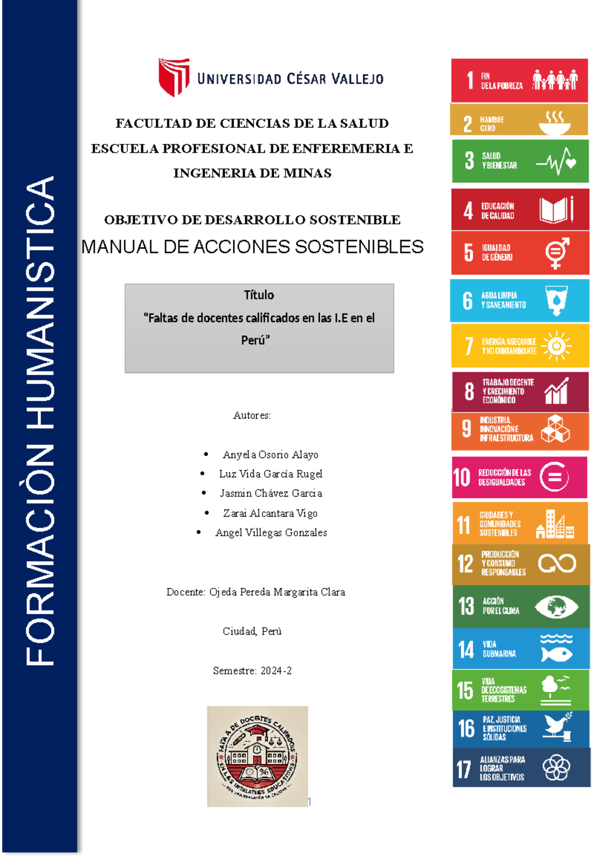 Manual de Acciones Sostenibles ODS 2 - Formación Docente en Perú - Studocu