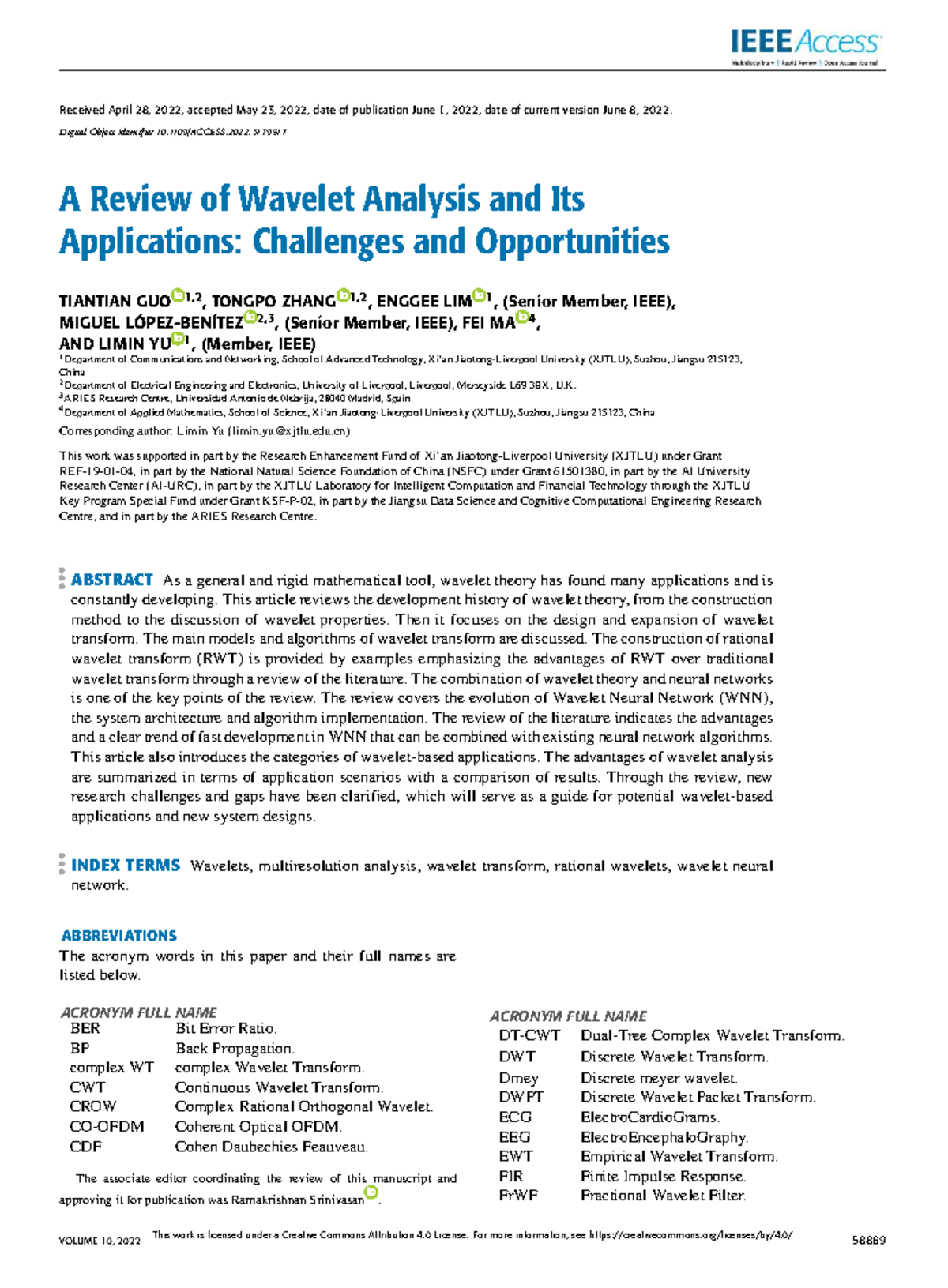 A Review of Wavelet Analysis and Its Applications: Challenges ...