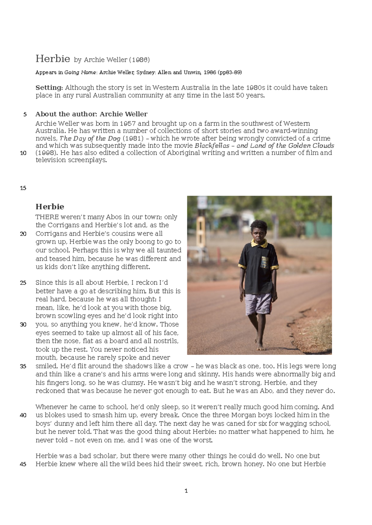 06. Herbie by Archie Weller - incl worksheet - Herbie by Archie Weller ...