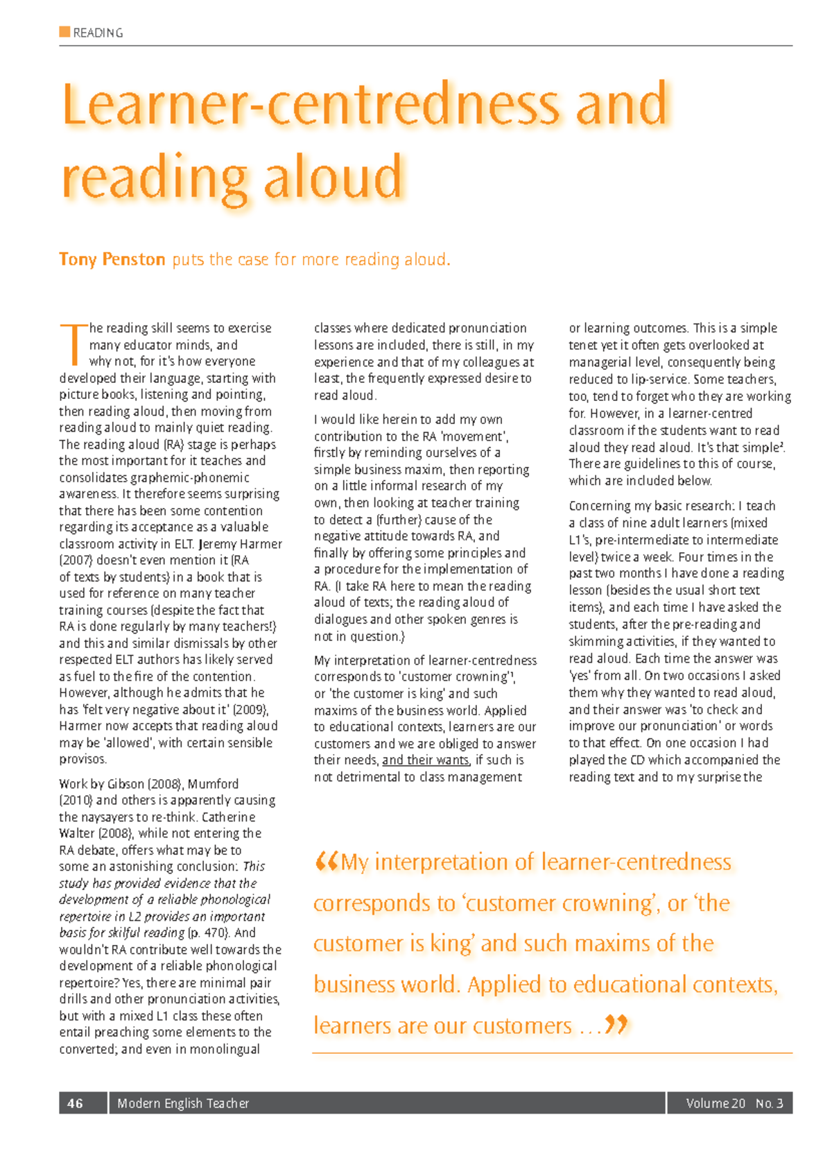 Learner-Centered Approaches to Reading Aloud in ELT - Studocu