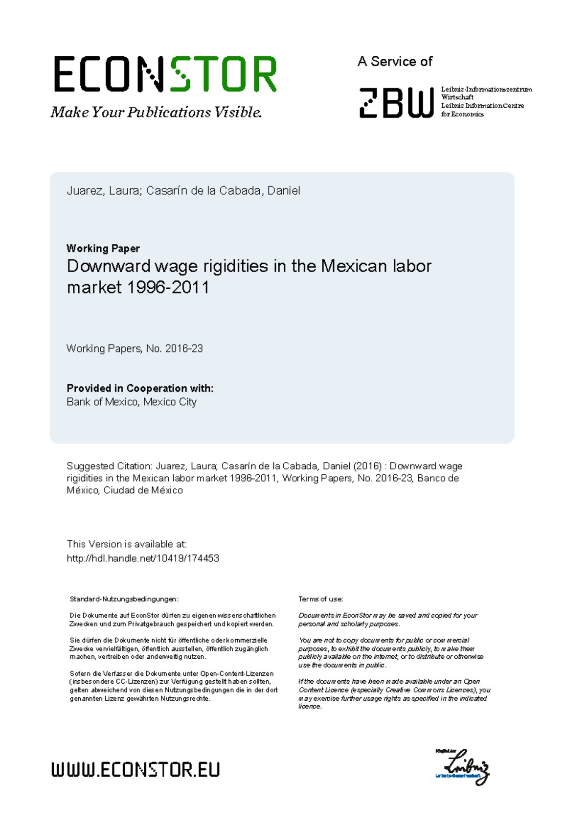 Downward Wage Rigidities in the Mexican Labor Market (1996-2011) - Studocu