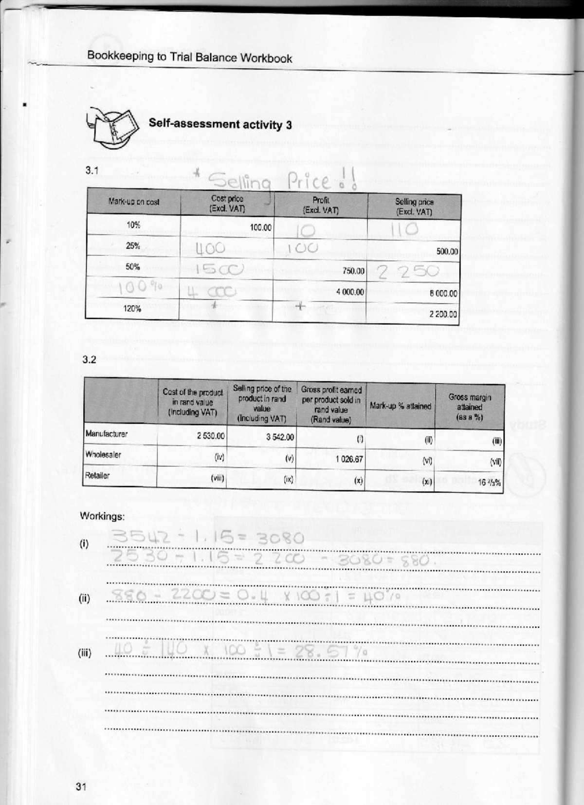 Self-Assessment Activity: Bookkeeping to Trial Balance (Activity 3 G ...