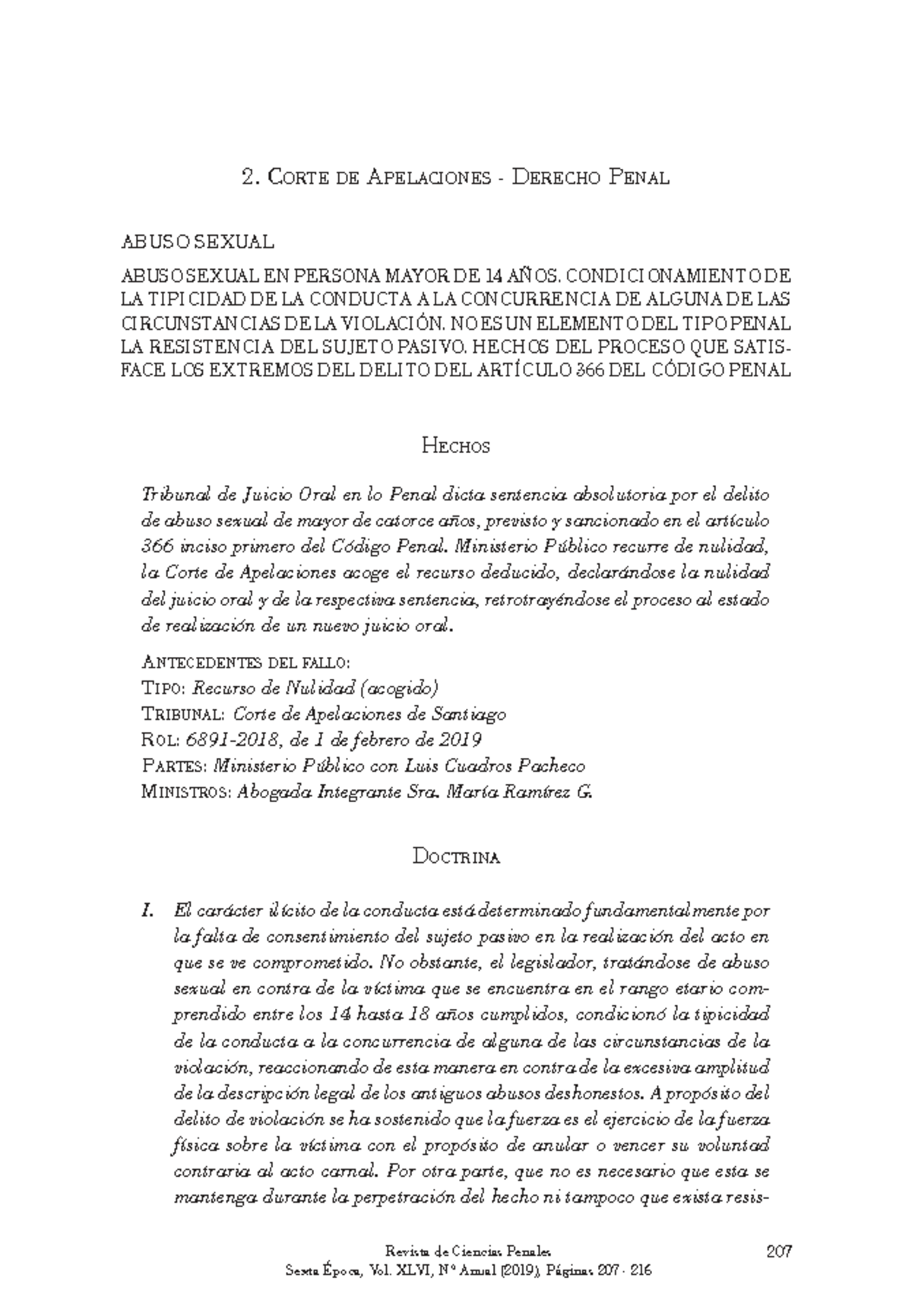 Jurisprudencia sobre Abuso Sexual en Corte de Apelaciones (Cód. Penal Art. 366) - Document Preview