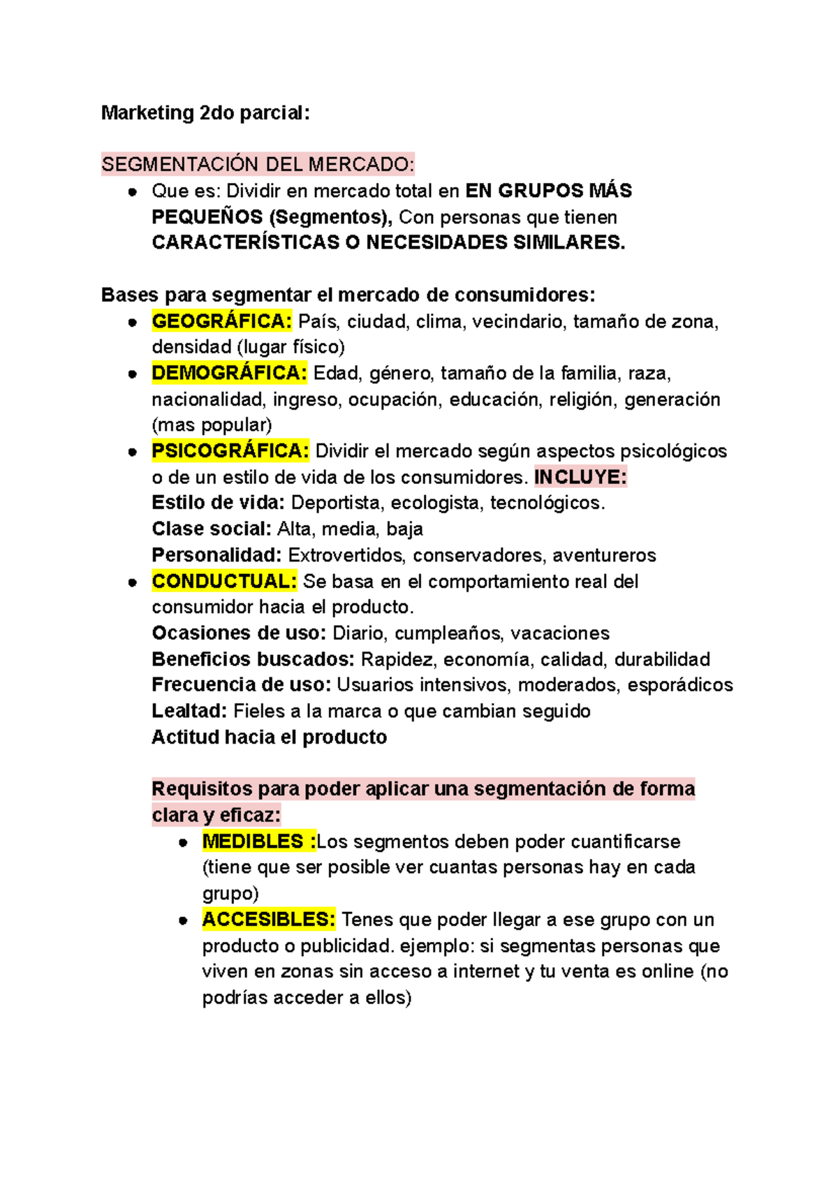 Marketing 2do Parcial: Segmentación del Mercado y Estrategias de Precio ...