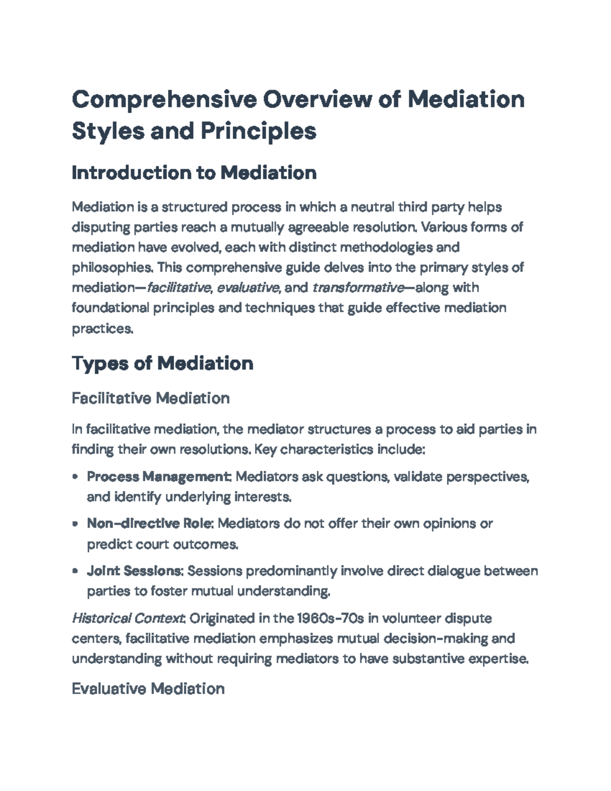 Comprehensive Guide to Mediation Styles & Principles for Dispute ...