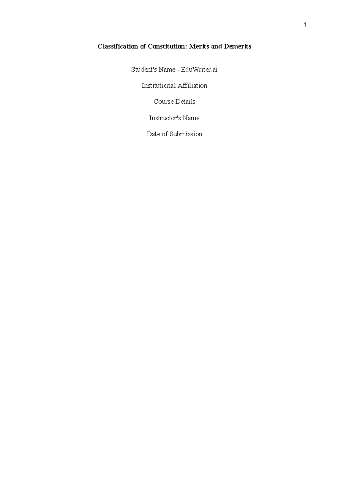 Constitution Classification: Merits & Demerits Analysis (POL101) - Studocu