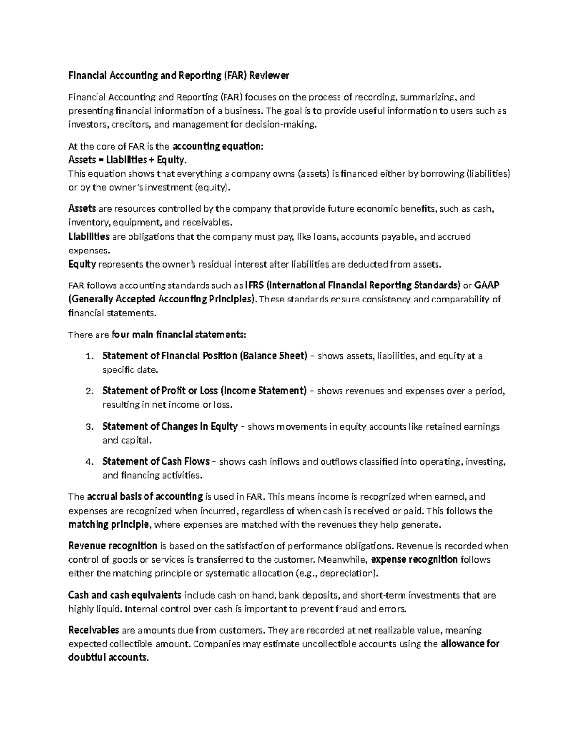FAR Financial Accounting & Reporting Comprehensive Reviewer - Studocu