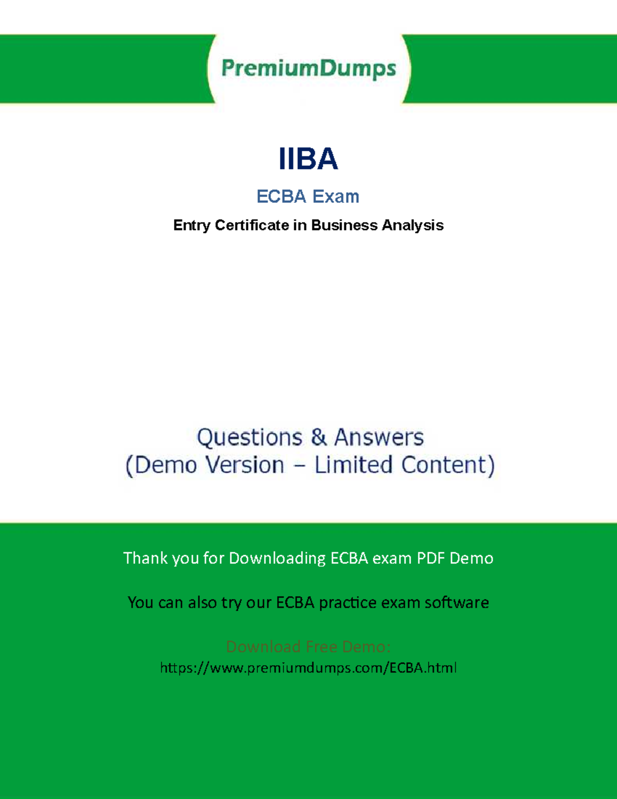 ECBA Exam PDF Demo - Premium Dumps for Exam Preparation - Studocu
