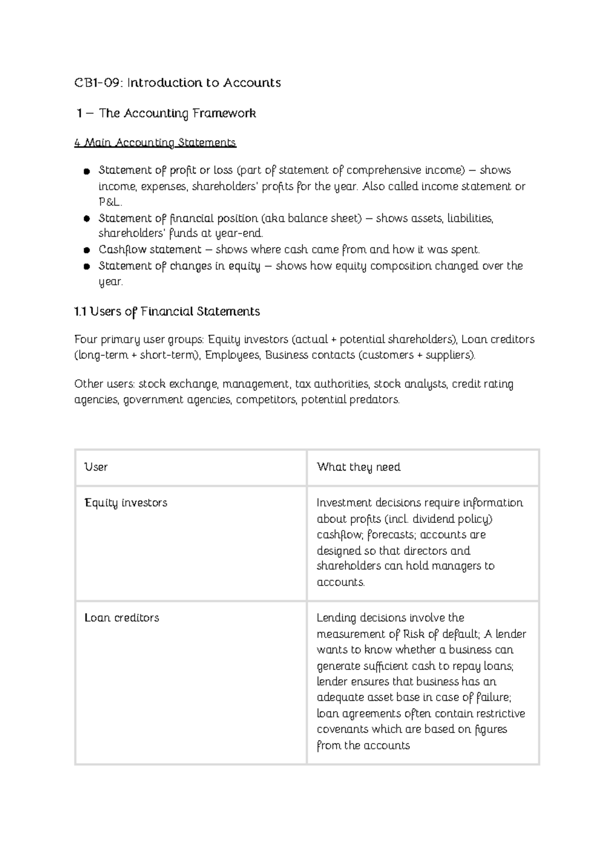 CB1-09 Introduction to Accounts: Understanding Financial Statements ...