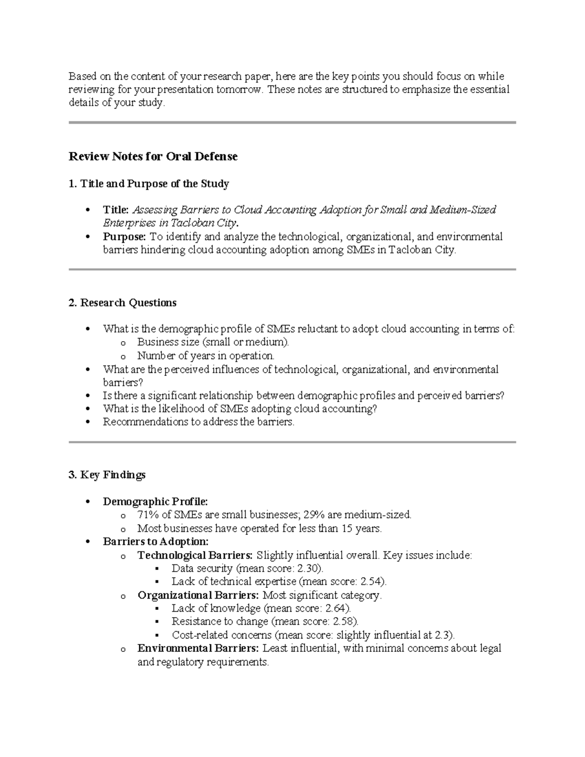 Answer - Notes - Based on the content of your research paper, here are ...