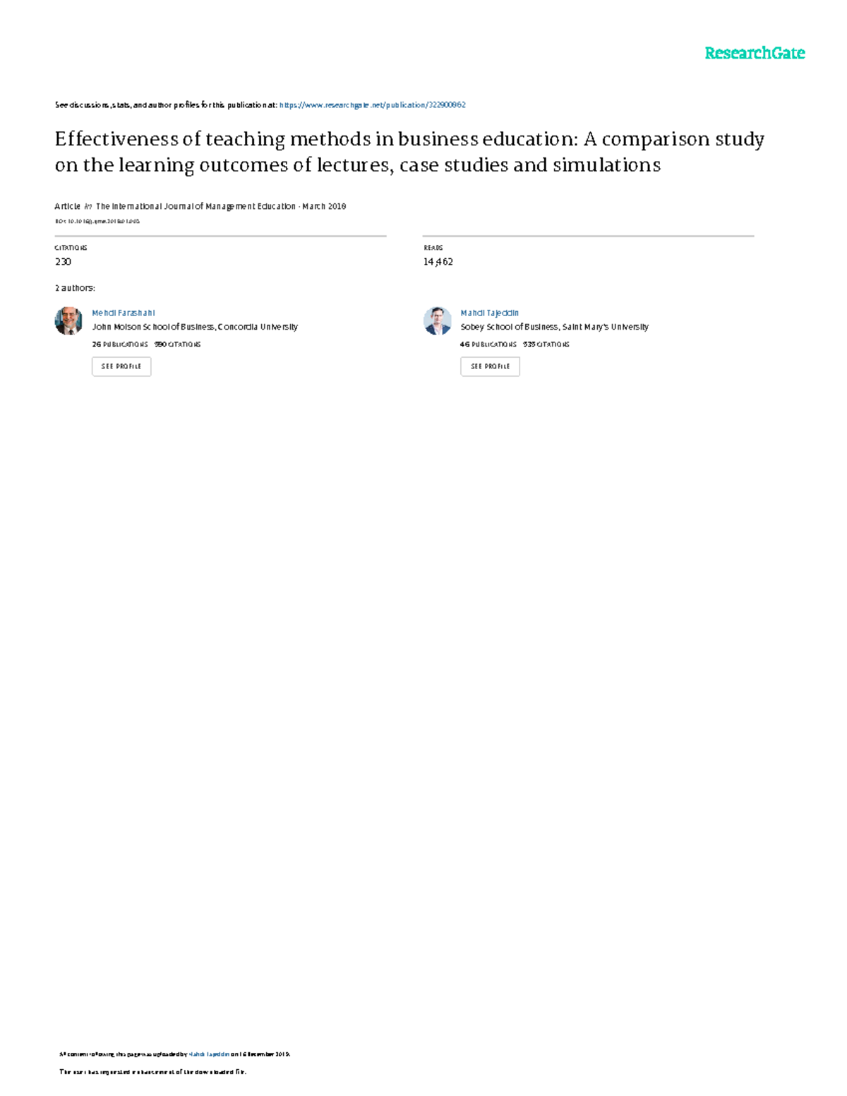 Effectiveness of Teaching Methods in Business Education: A Comparative ...