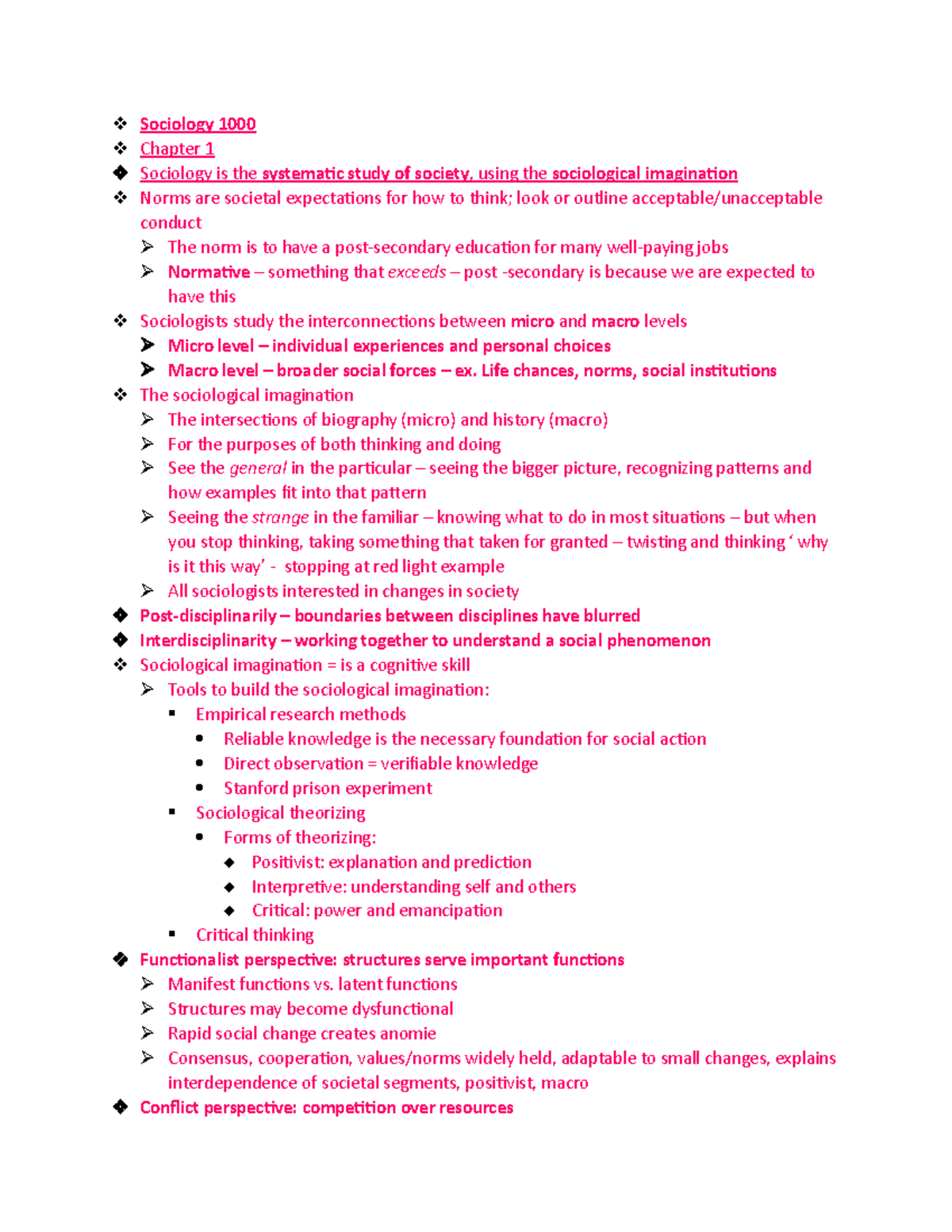 Sociology 1000 - Lecture Notes - 2019 - Sociology 1000 Chapter 1 ...