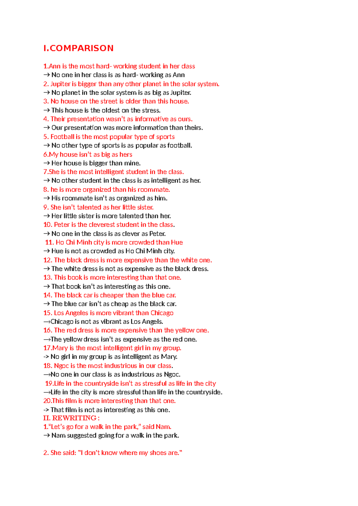 Comparative Structures Practice - English 101 Homework - Studocu